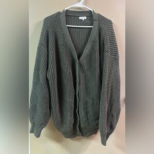 Amazon Essentials Green Cardigan Sweater V-Neck oversized fit
